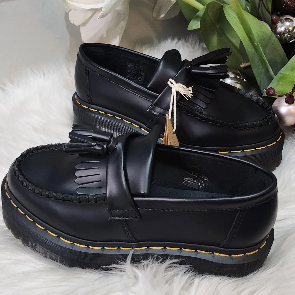 Dr Martens Adrian Leather Platform Tassel Loafers Women shoes New